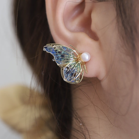 Summer New Product Butterfly Female Sterling Silver Stud Earrings - Lotus Lane