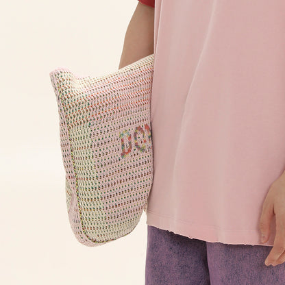 Cutout Lettering Bulk Knit Tote Bag - Lotus Lane