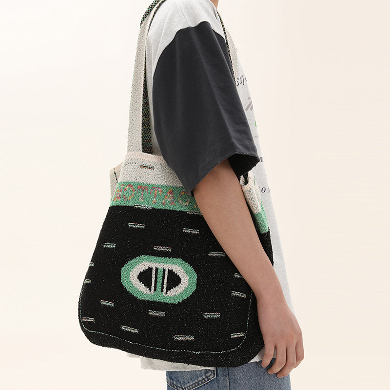 Cutout Lettering Bulk Knit Tote Bag - Lotus Lane