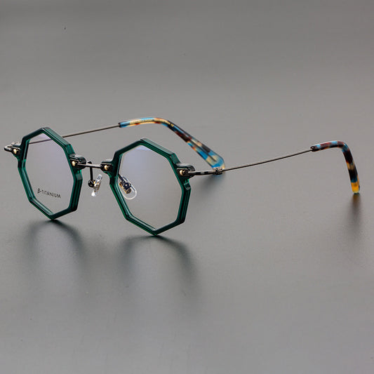 Retro Ultra Light Pure Titanium Personality Polygon With Myopia Plate Glasses - Lotus Lane