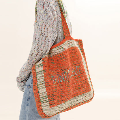 Cutout Lettering Bulk Knit Tote Bag - Lotus Lane