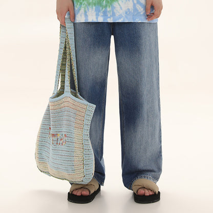 Cutout Lettering Bulk Knit Tote Bag - Lotus Lane